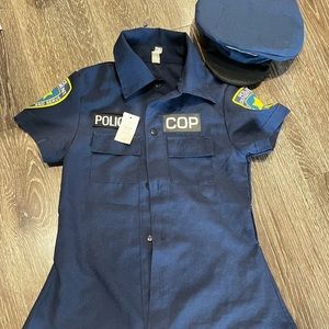 Girls Police Costume Like New! Dress style with coordinating hat Size Small/Med